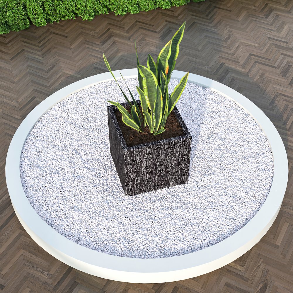 Verdura Series Cubic Poly Stone Planter in Dotted Blck 21.7 Cube. Picture 12