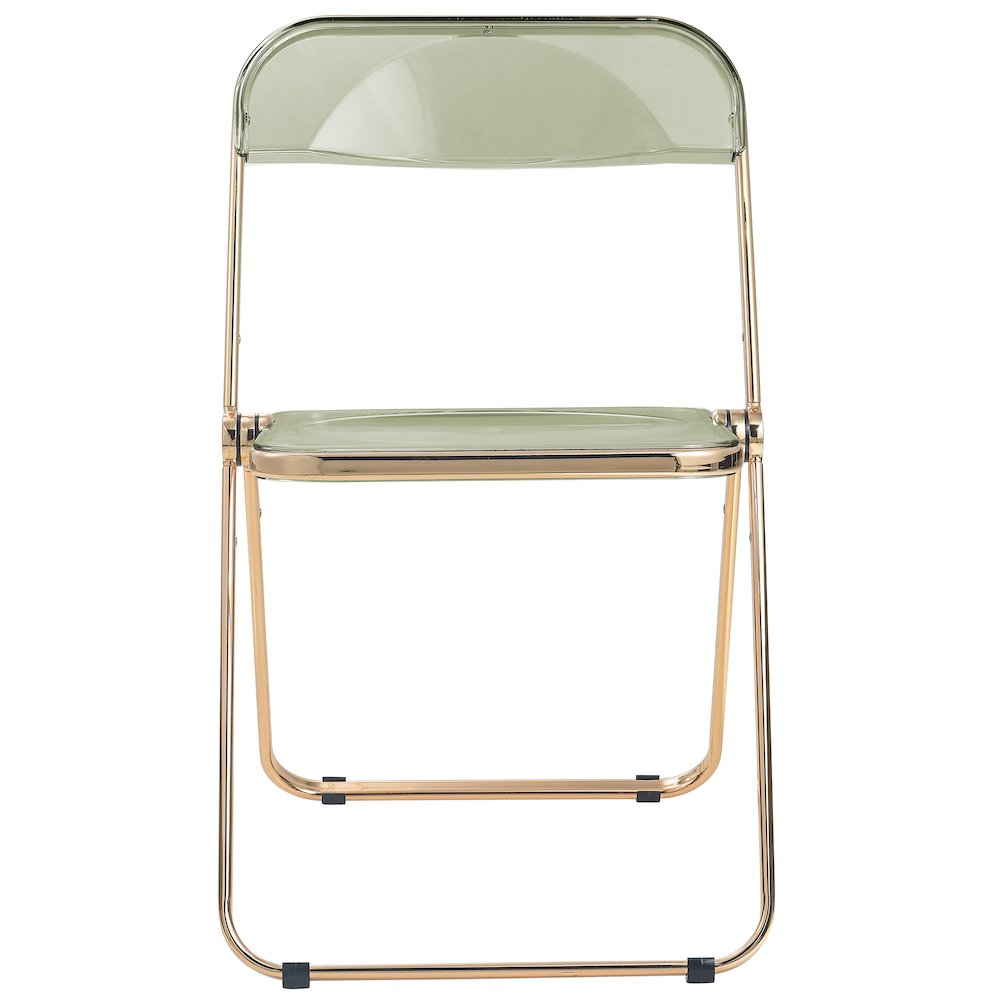 Lawrence Acrylic Folding Chair With Gold Metal Frame, Set of 2. Picture 9