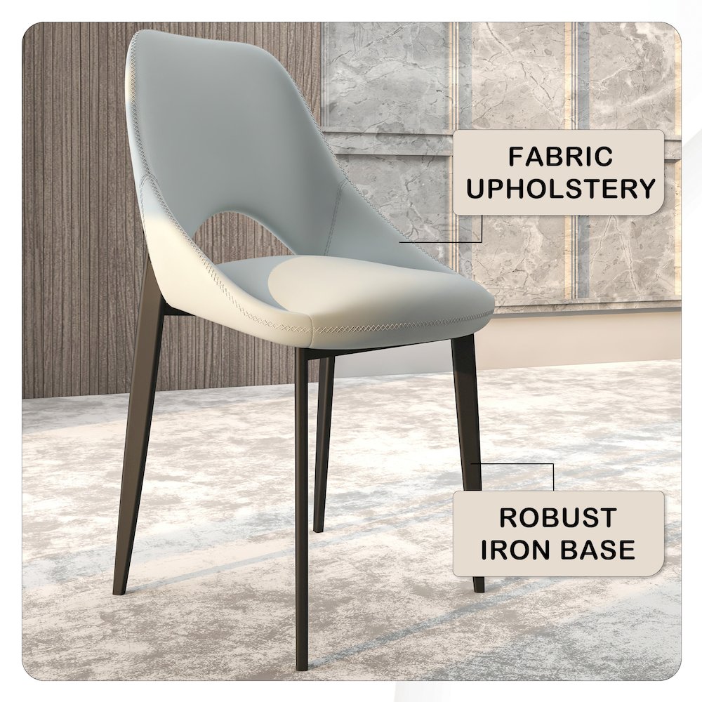 Amalfi Collection Modern Fabric Dining Chair in Coconut White. Picture 29