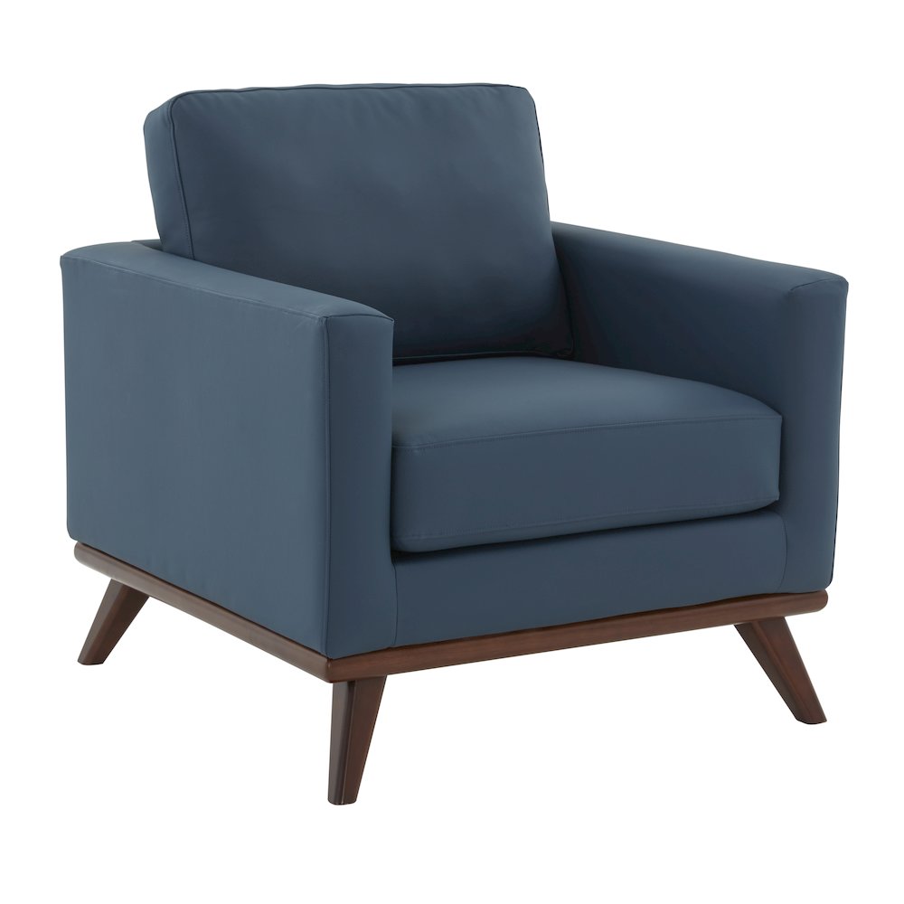 Chester Modern Leather Accent Arm Chair With Birch Wood Base. Picture 7
