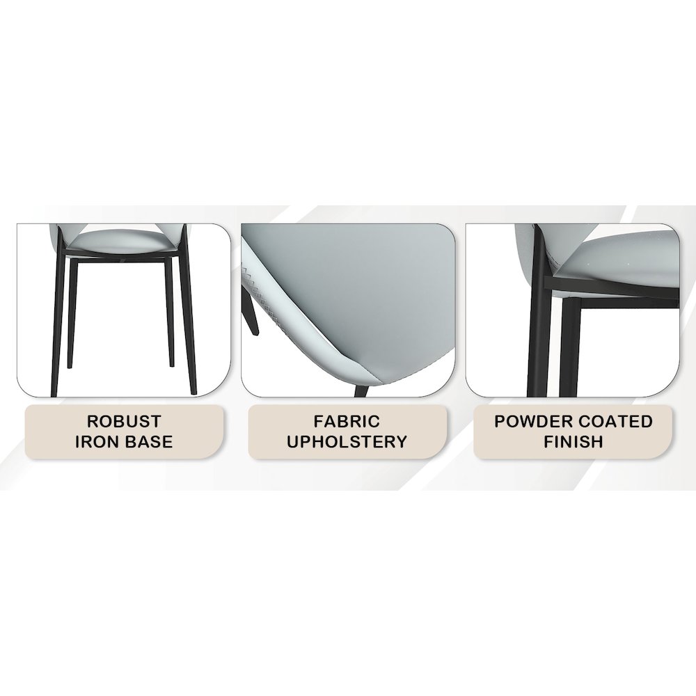Amalfi Collection Modern Fabric Dining Chair in Coconut White. Picture 5