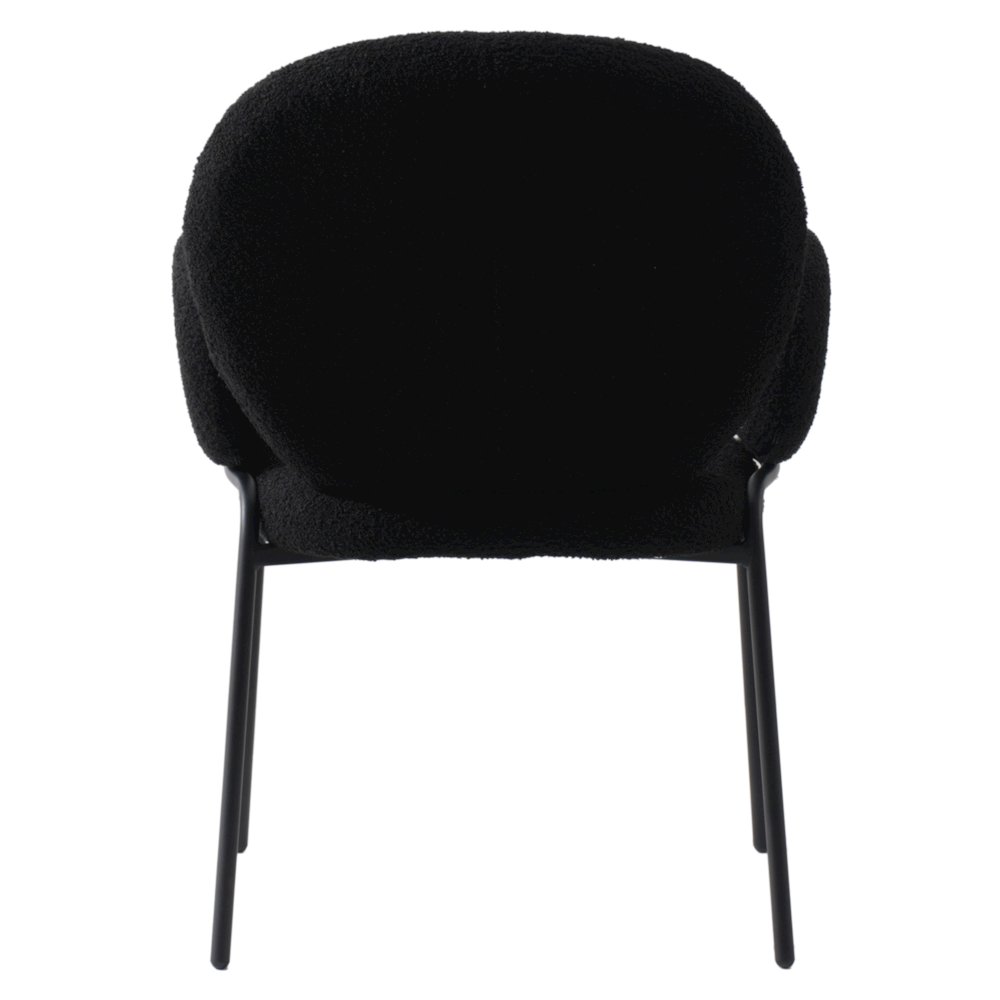 Celestial Series Boucle Dining Arm Chair, Black Frame with Black Fabric Set of 2. Picture 6