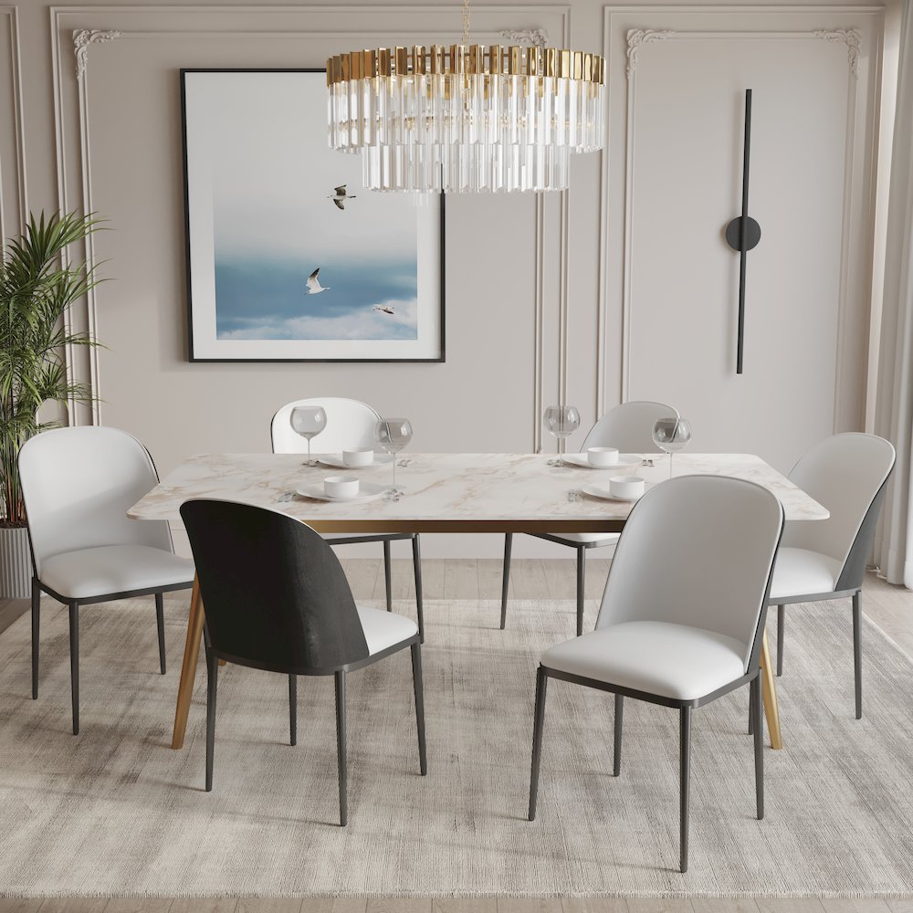 Zayle 7-Piece Dining Set with 55" Rectangular Dining Table in Black/White. Picture 3