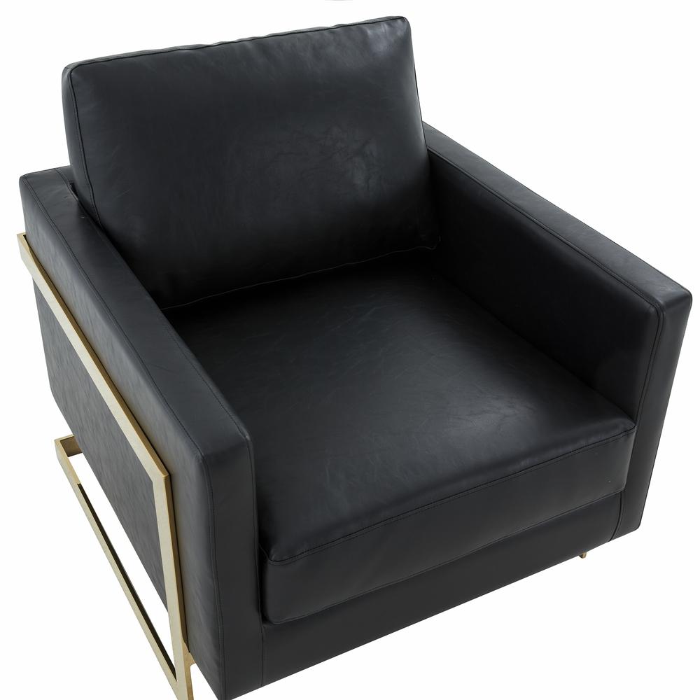 Leather Accent Armchair With Gold Frame. Picture 5