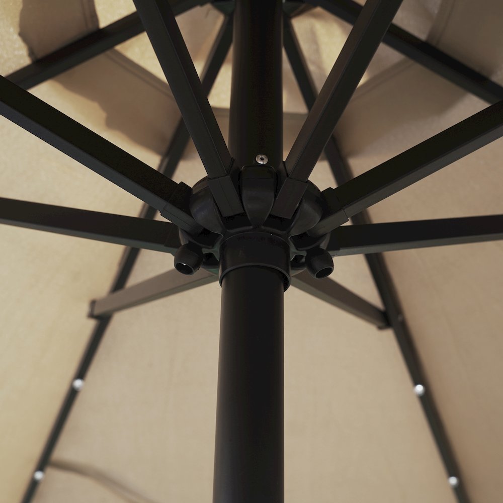 Sierra Outdoor Patio Umbrella with Base in Beige. Picture 9