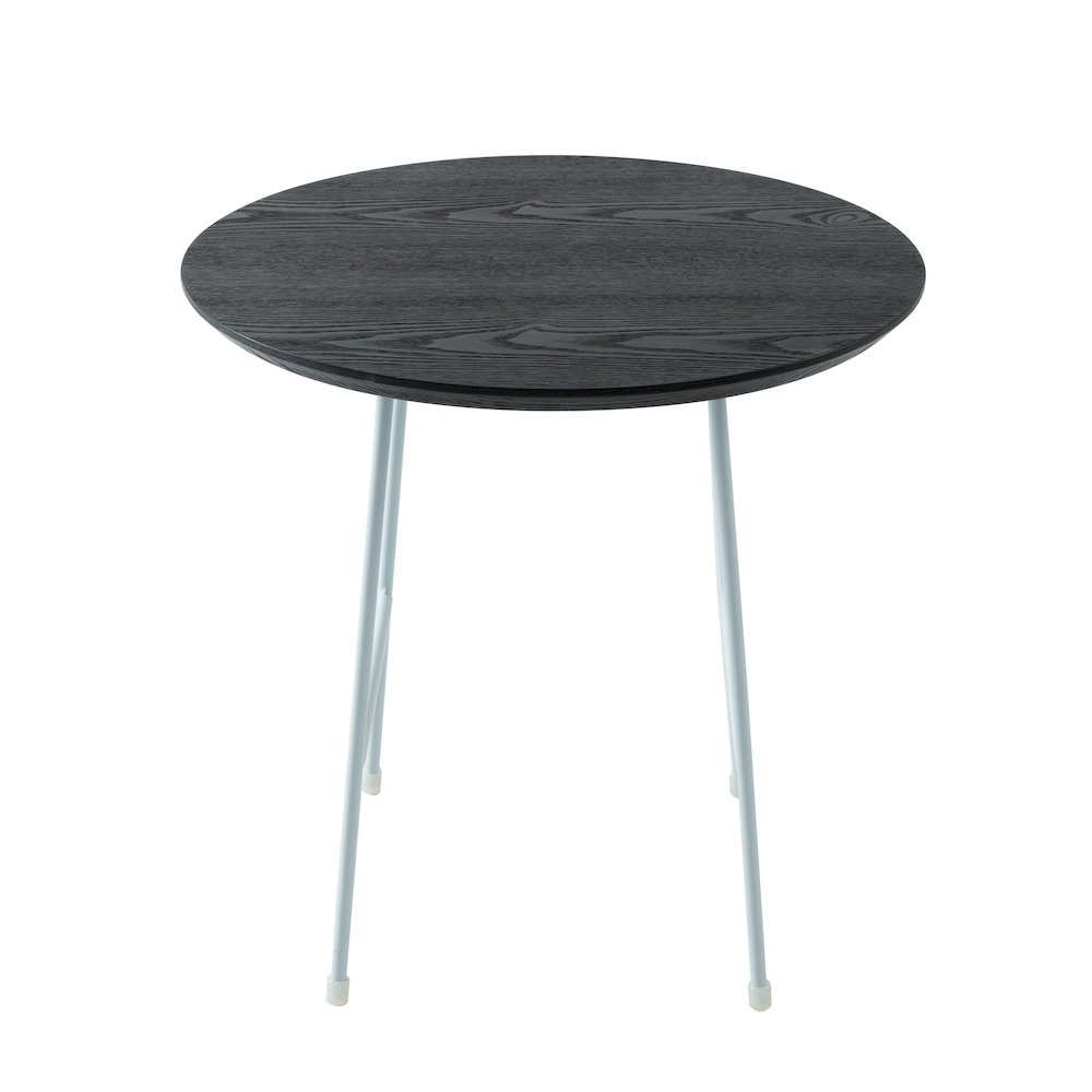 Rossmore Mid Century Modern Round Side Table With White Steel Frame. Picture 16