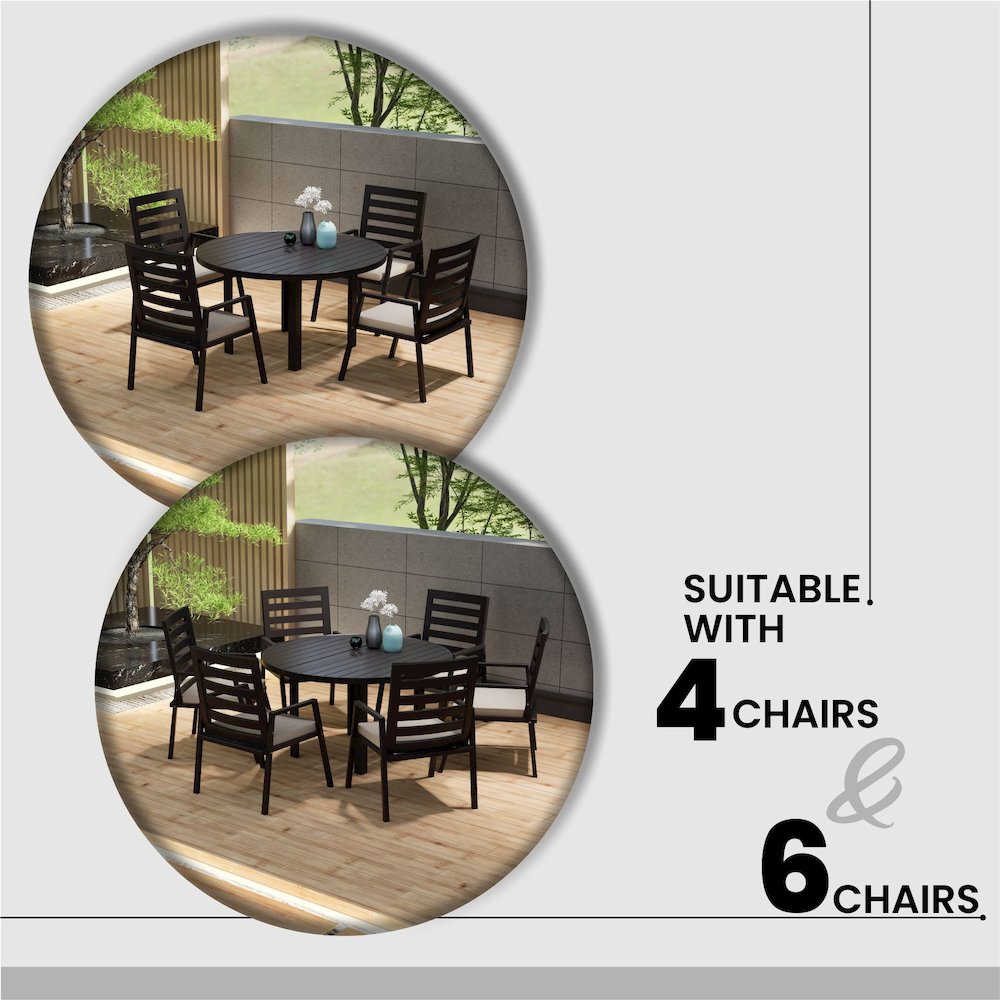 Chelsea 60″ Round Outdoor Aluminum Dining Table for Patio. Picture 7