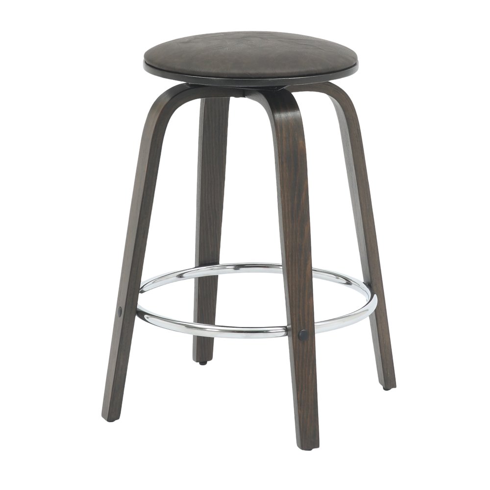 Wooden Counter Stool Pelya Collection Modern Style Walnut Glazed color in Brown. Picture 5