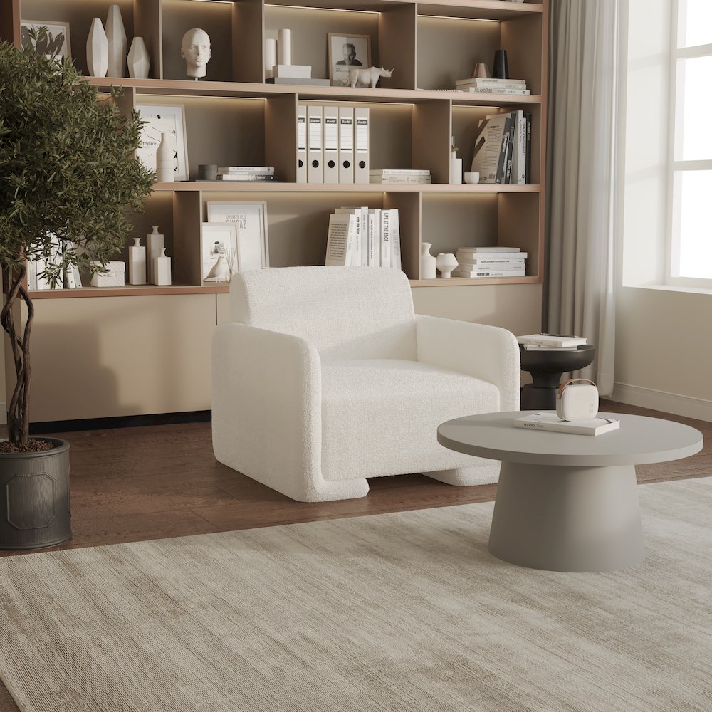 Nyta Collection Modern Accent Chair in White Boucle. Picture 6