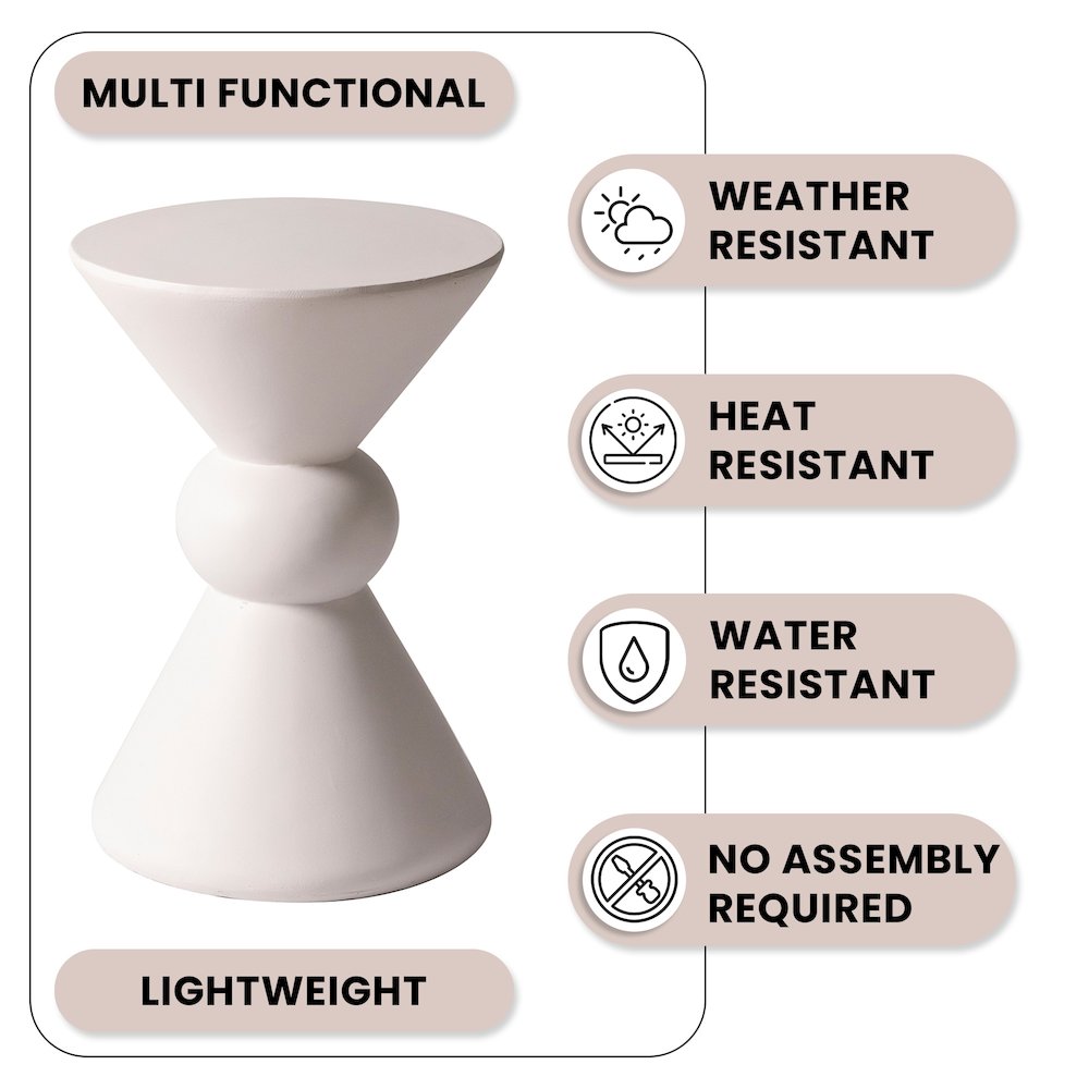 Echo Collection Fiberglass Outdoor Side Table in Cream. Picture 10