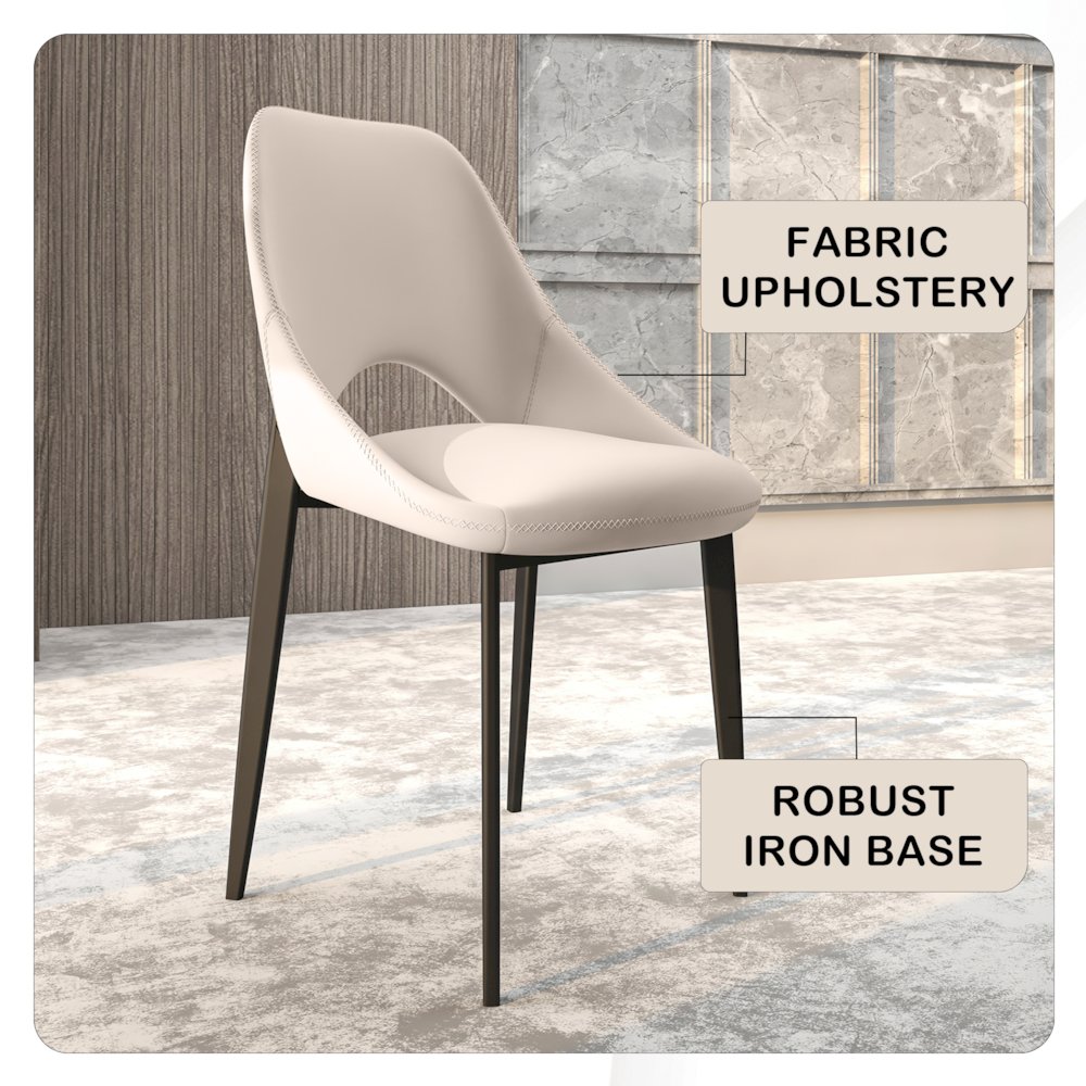 Amalfi Collection Modern Fabric Dining Chair in Coconut White. Picture 21