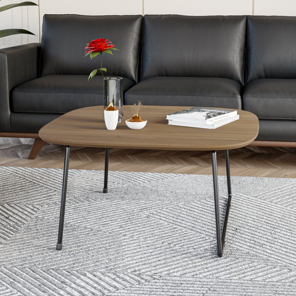 Pemborke Mid Century Modern Square Coffee Table in Natural Wood. Picture 6