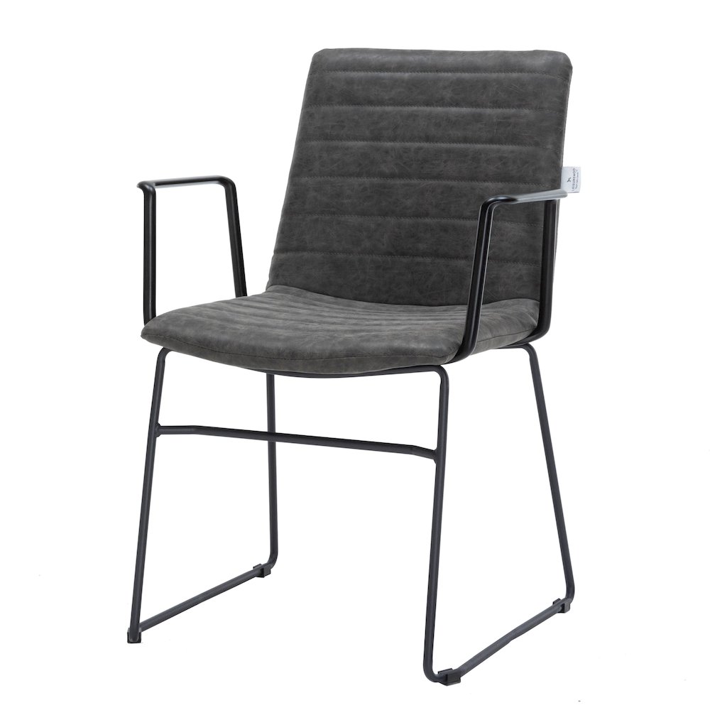 Zylar Series Office Guest Arm Chair in Charcoal Leather. Picture 7