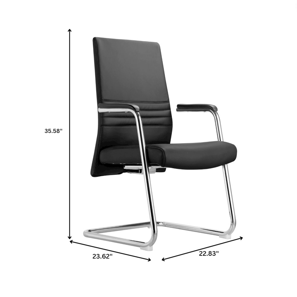 Aleen Series Guest Office Chair In Black Leather. Picture 1