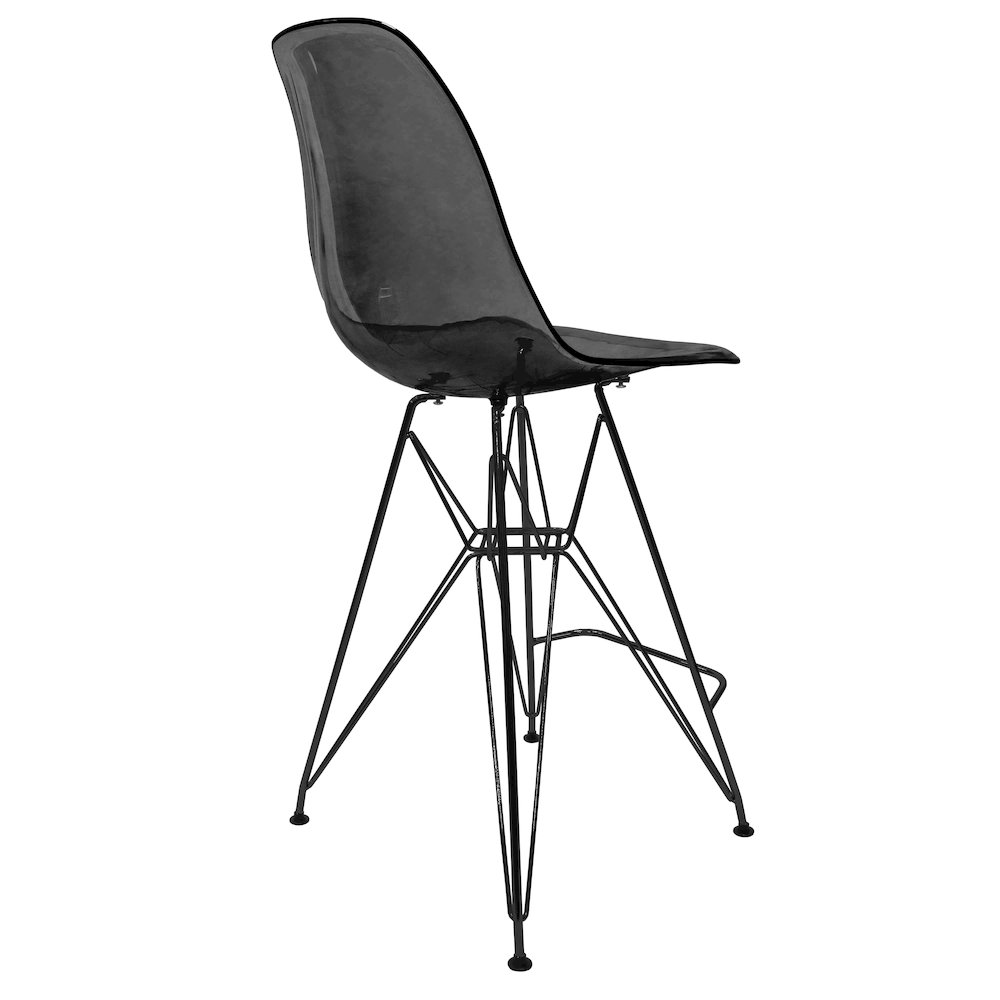 Modern Acrylic Bar stool Cresco Collection Black Base with Trans Black seat. Picture 27