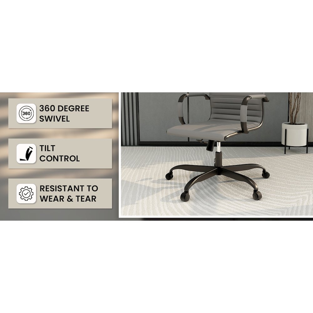 Harris Leather Home Office Chair in Grey With Black Frame. Picture 5