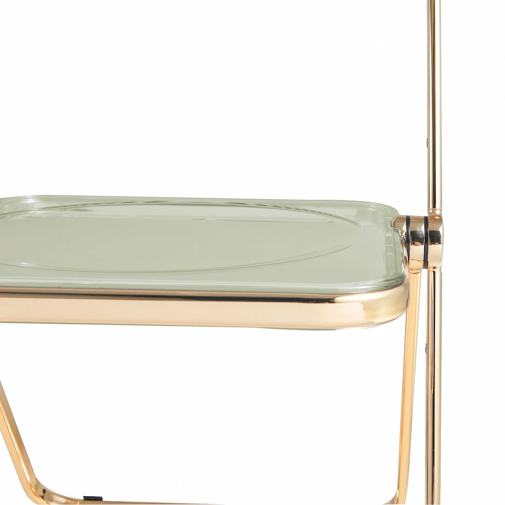 Lawrence Acrylic Folding Chair With Gold Metal Frame. Picture 17