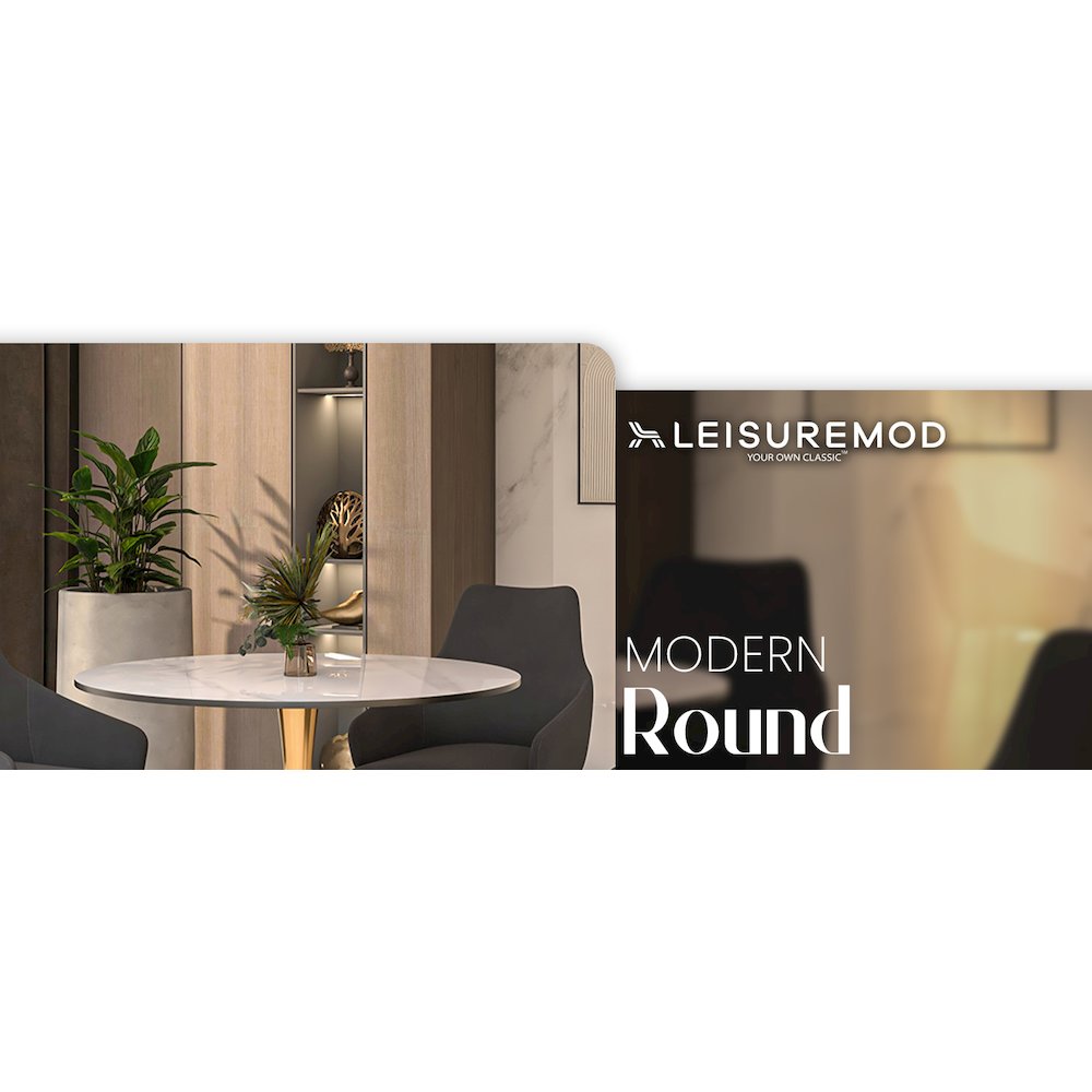 Bristol 31" round dining table Gold base with White Sintered stone Top. Picture 8