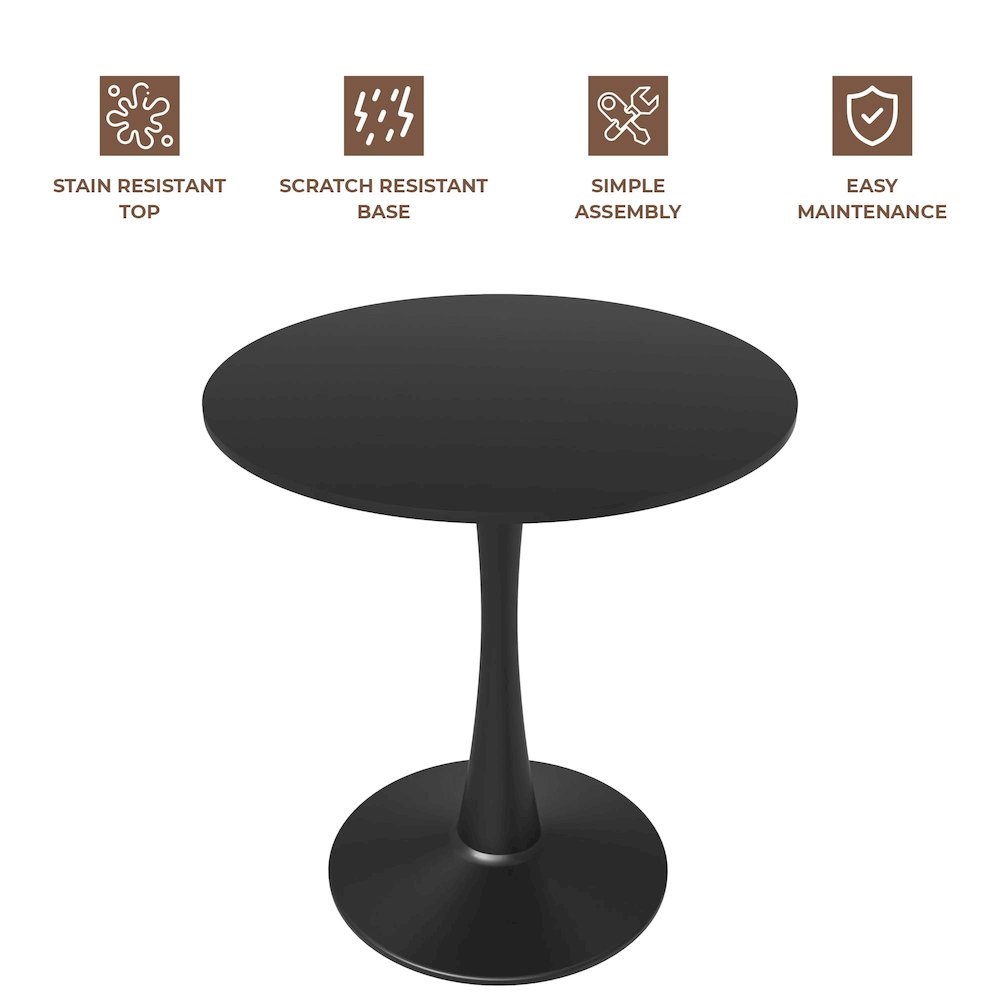 Leisyremod Bristol 27" Round Dining Table Black base with Black top. Picture 14