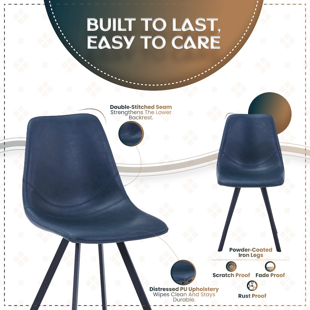 Markley Modern Leather Dining Chair With Metal Legs. Picture 9