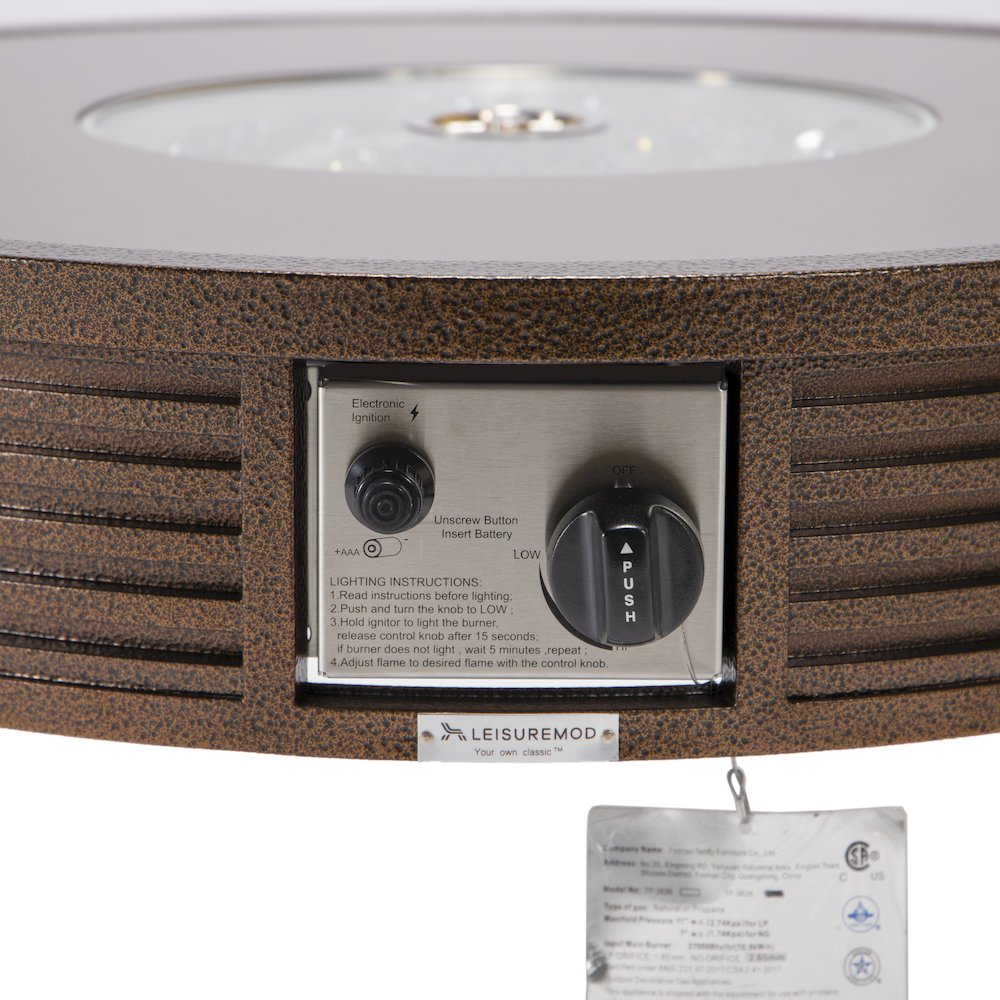 Walbrooke Outdoor Patio Aluminum Round Slats Design Fire Pit Side Table. Picture 12