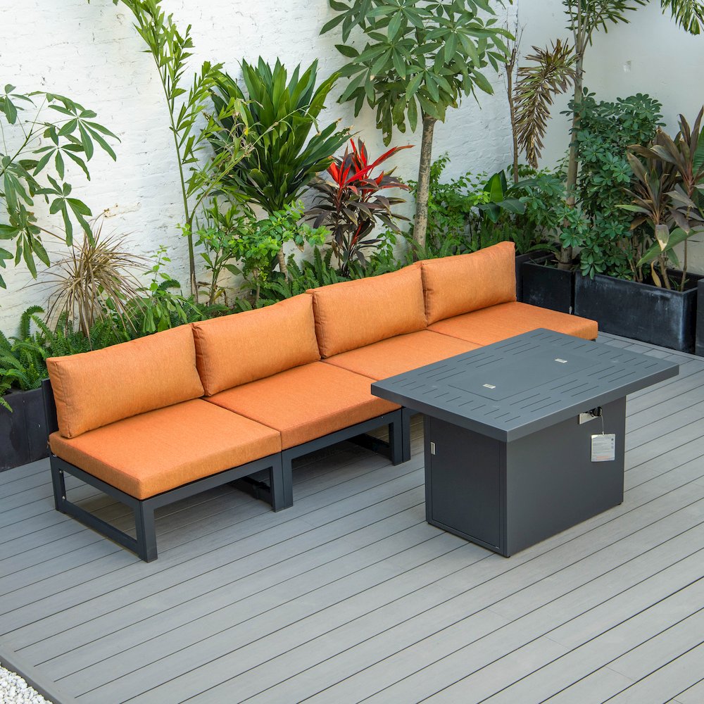 Chelsea 5-Piece Middle Patio Chairs and Fire Pit Table. Picture 7
