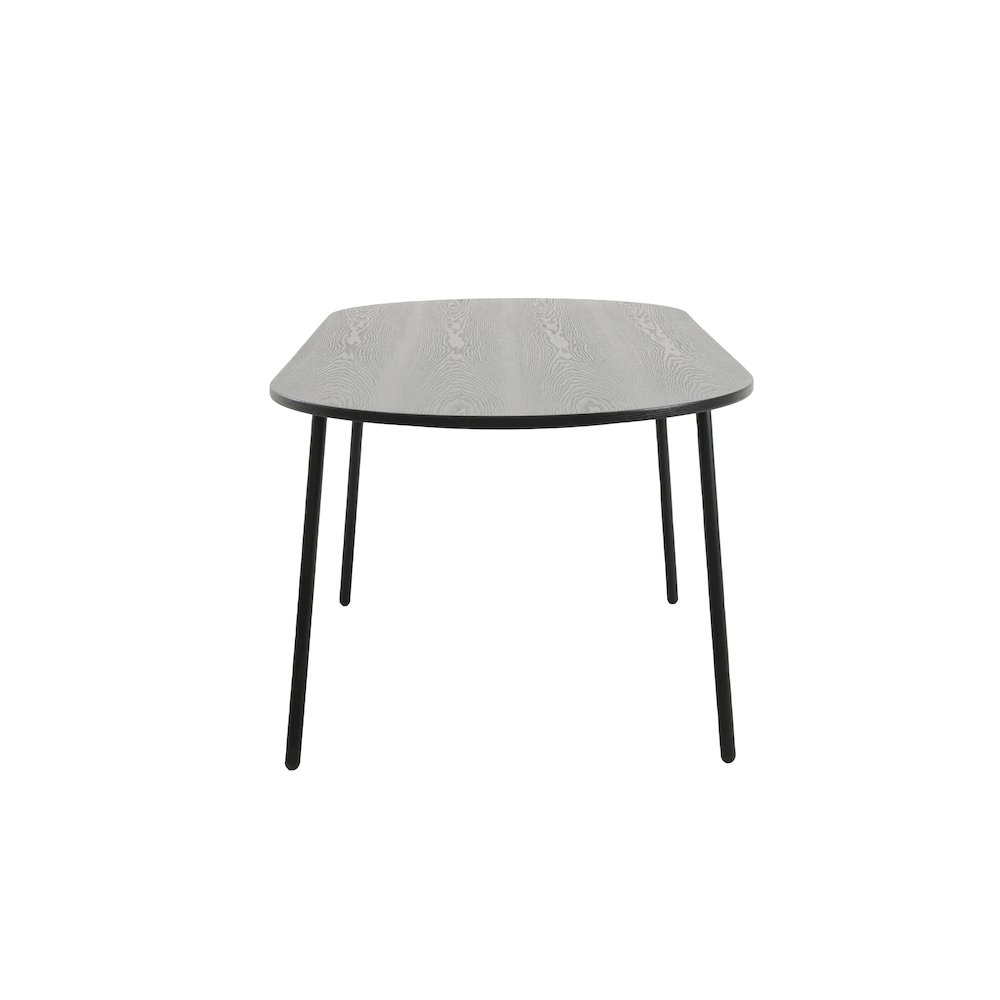 Tule Modern 83" Oval Dining Table with MDF Top and Black Steel Legs in Black. Picture 3