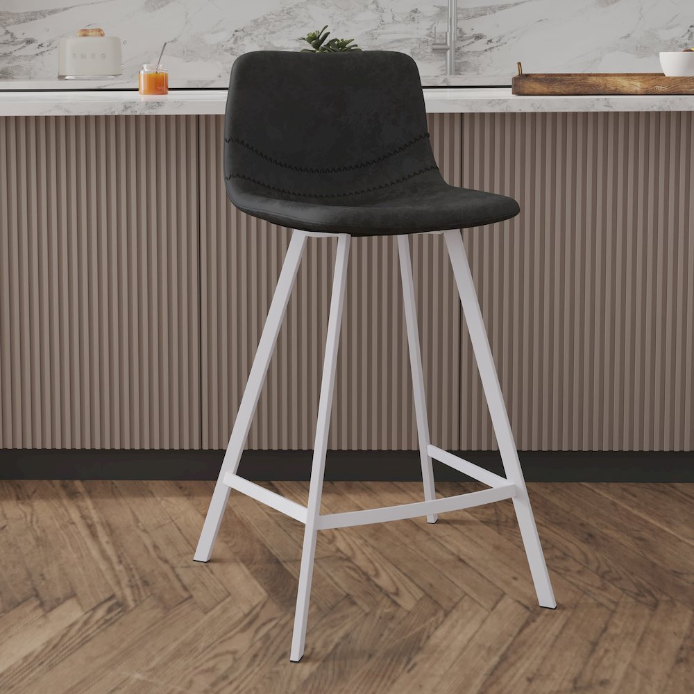 Elland - Counter stool -White Base-Charcoal Black. Picture 2