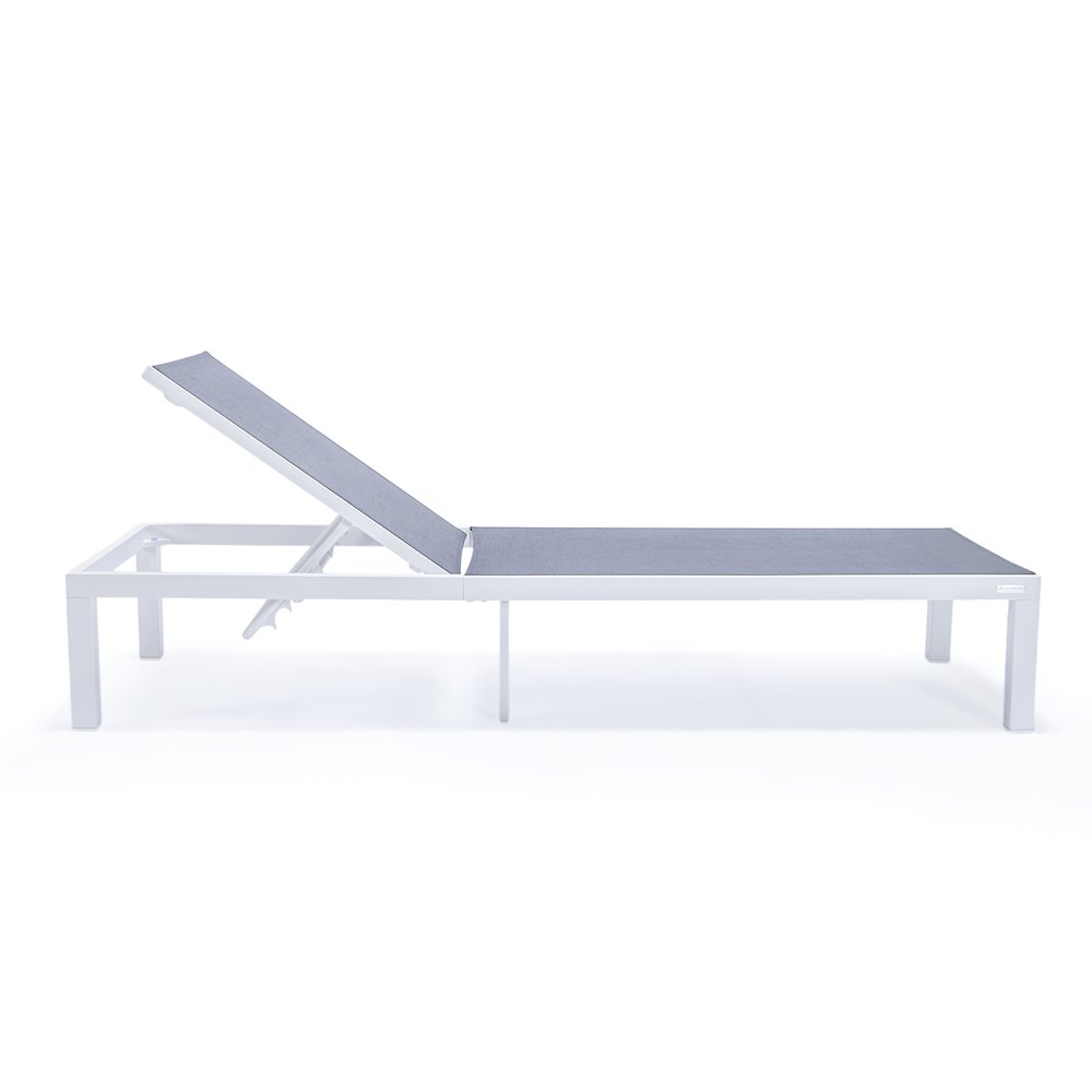 Marlin Modern White Aluminum Outdoor Patio Chaise Lounge Chair. Picture 22