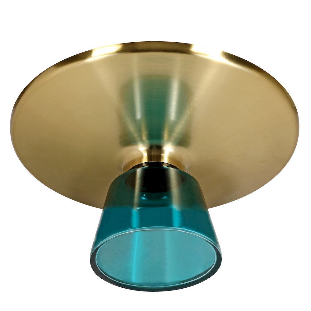 Tully Collection Glass Coffee Table Blue glass, Gold Rim with Black Glass top. Picture 16