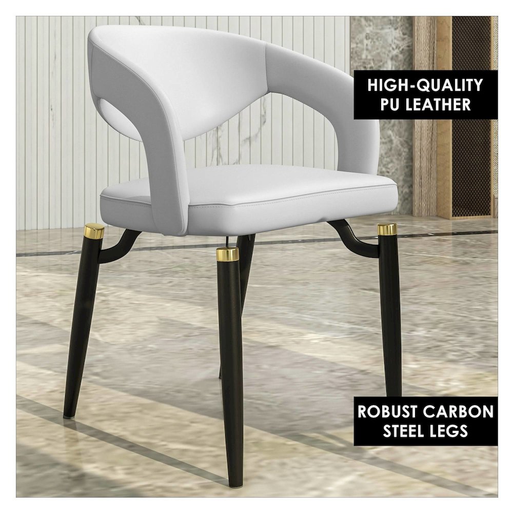 Entice Collection Modern Dining Chair Set of 2 in White. Picture 4