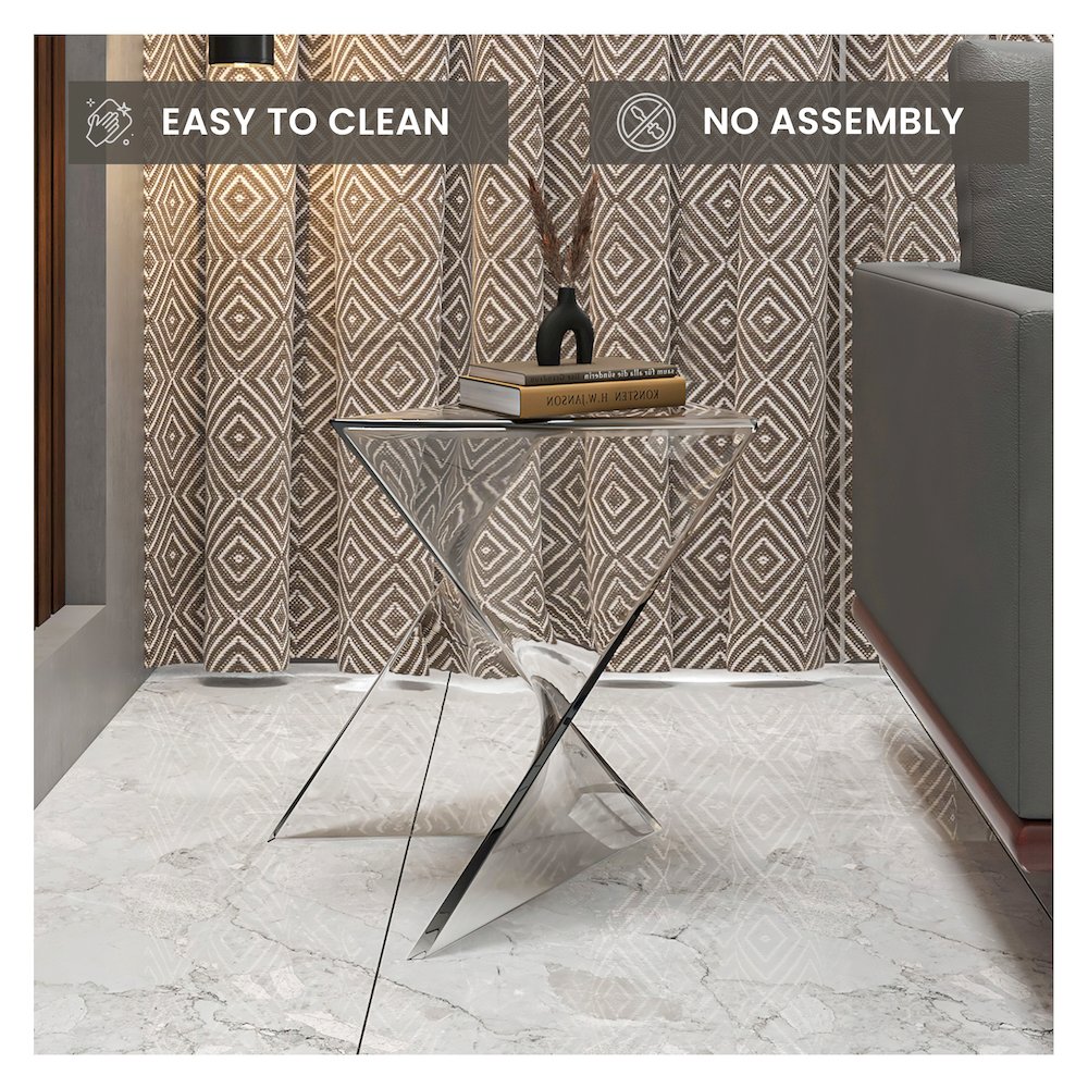 Randolph Modern Accent Side Table Indoor and Outdoor Use Clear. Picture 11