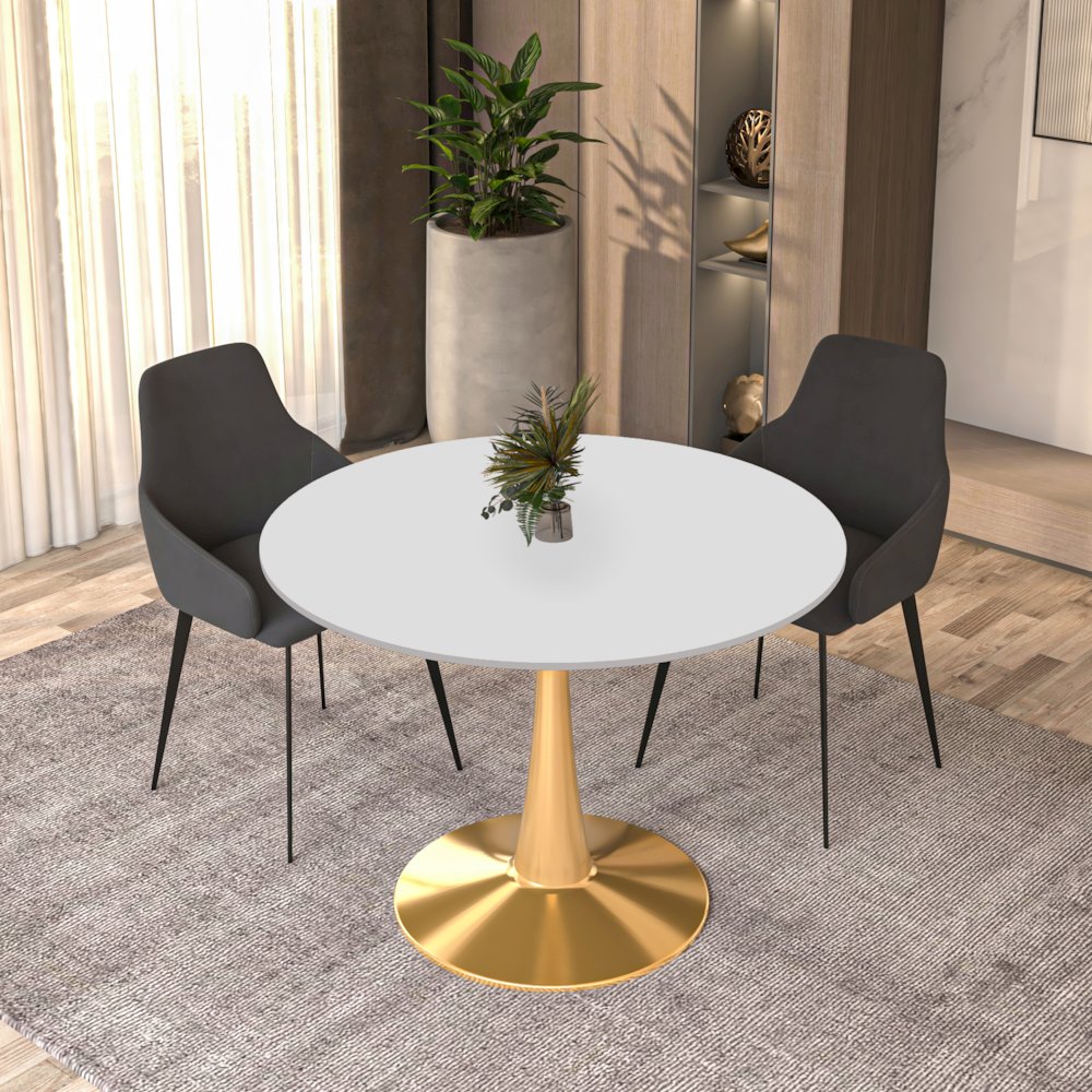 Bristol 40" round dining table Gold Base With White Top. Picture 10