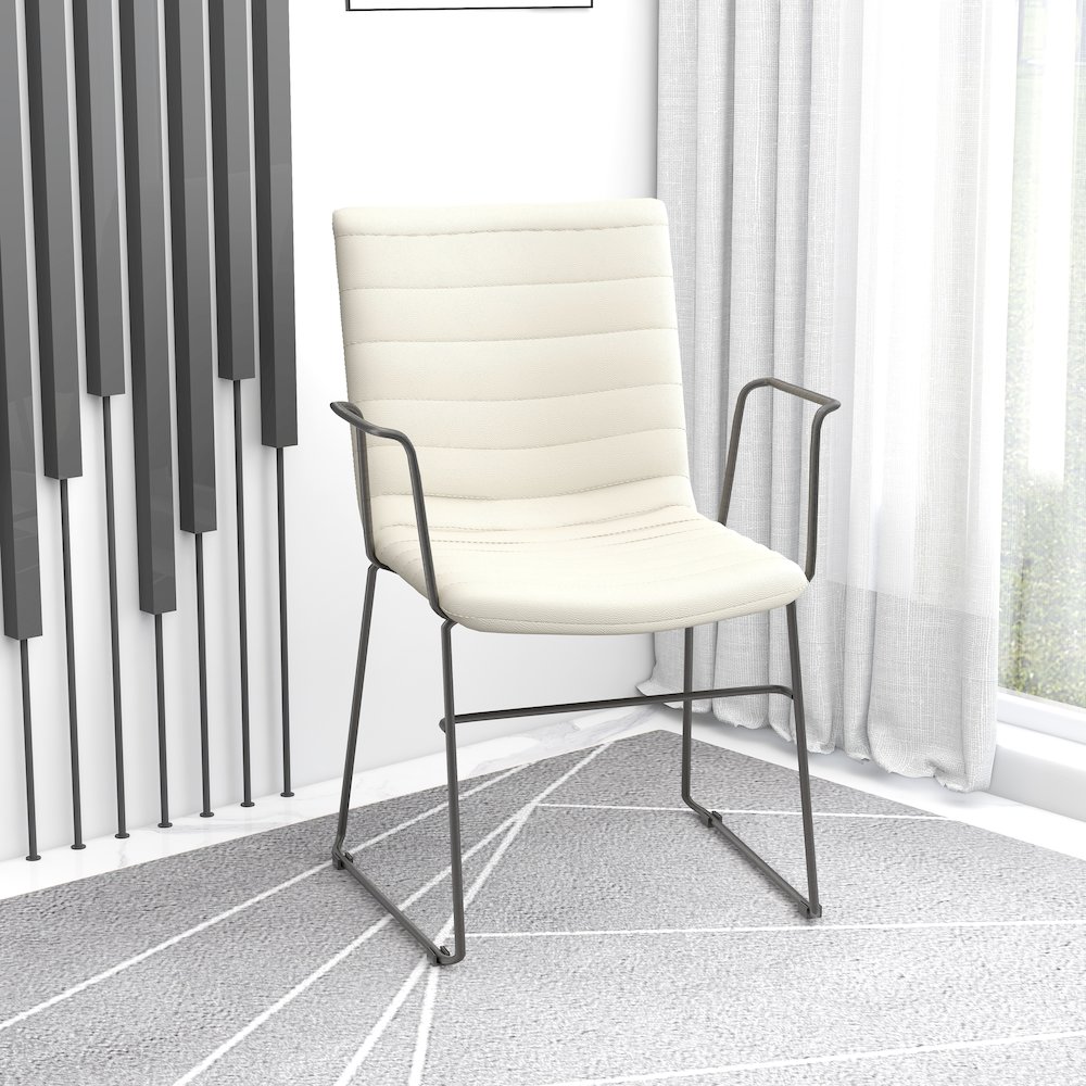 Zylar Series Office Guest Arm Chair in Tan Leather. Picture 26