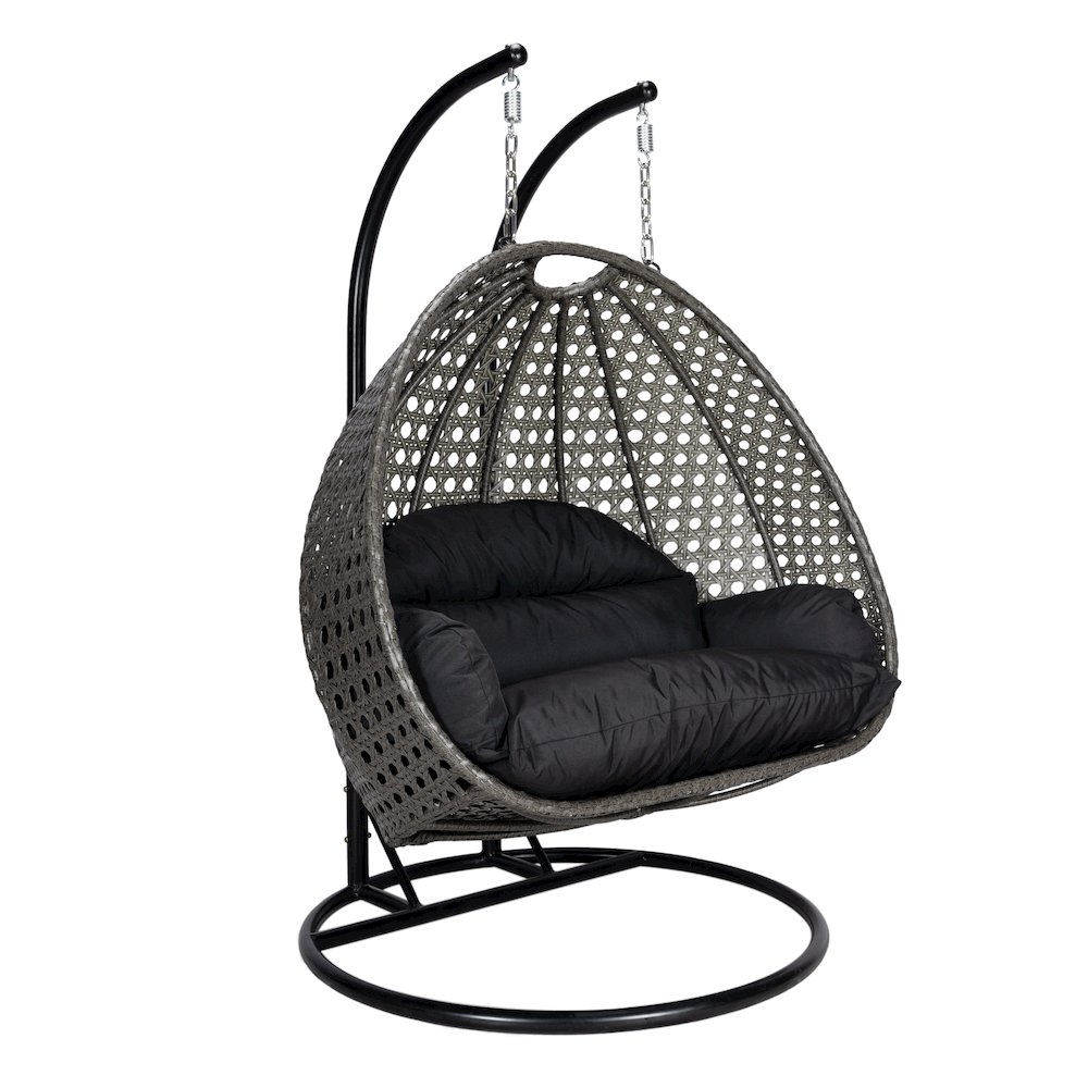 Charcoal Wicker Hanging 2 person Egg Swing Chair. Picture 1