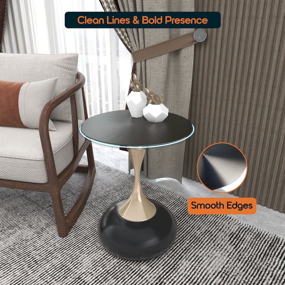 Savoy Collection Modern End Table In Shiny Black. Picture 8