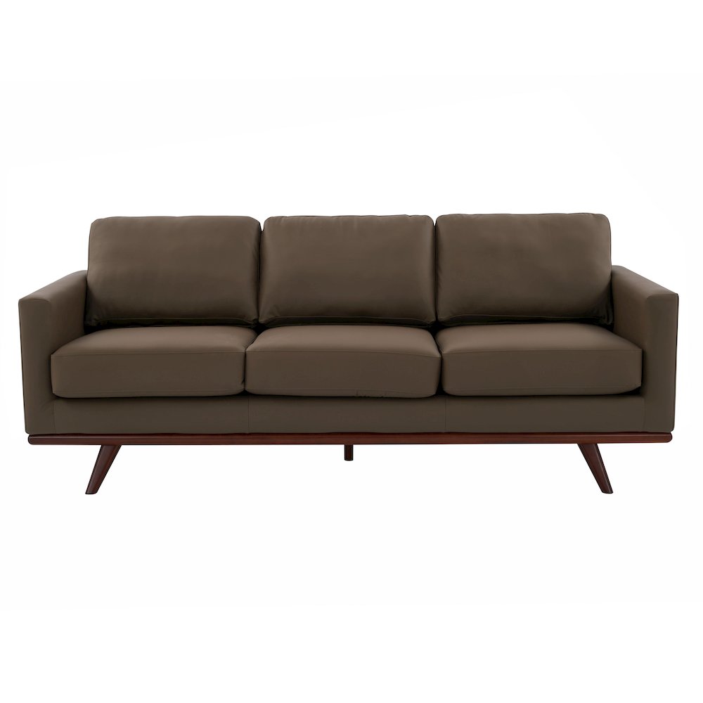 Chester Modern Faux Sofa in Taupe Leather. Picture 10