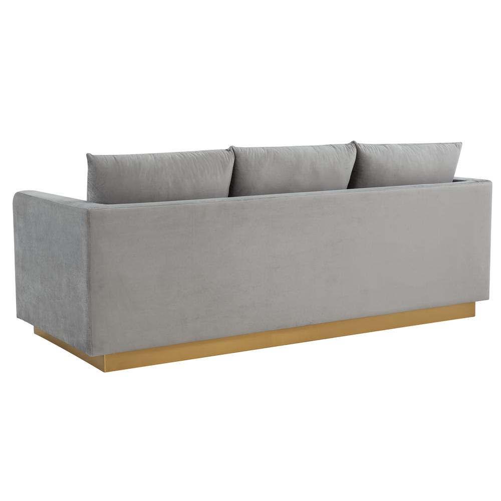 Nervo Modern Mid-Century Upholstered Velvet Sofa with Gold Frame. Picture 2