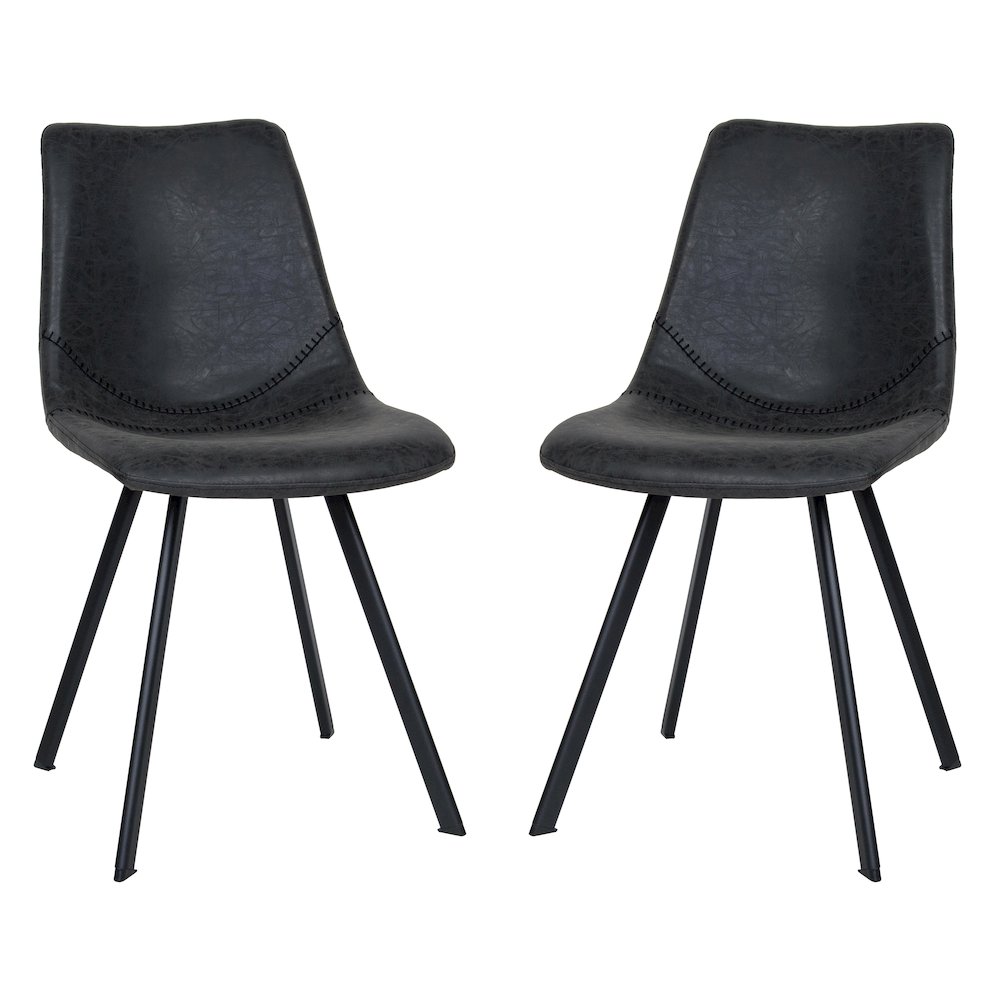 Markley Modern Leather Dining Chair With Metal Legs Set of 2. Picture 2