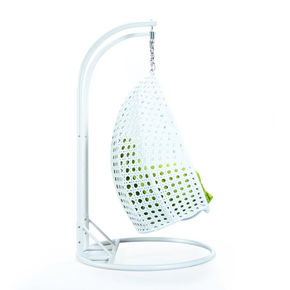 White Wicker Hanging 2 person Egg Swing Chair. Picture 5