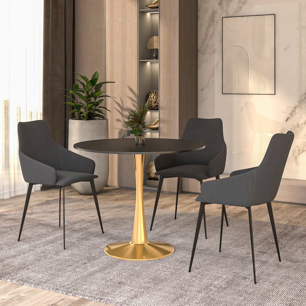 Bristol 31" round dining table Gold Base With Black Top. Picture 15