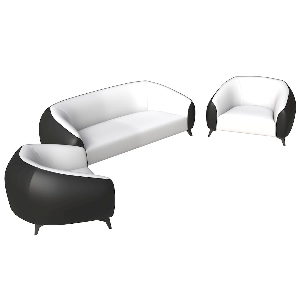 Opula Collection Sofa Set, 2 Single Seaters, and 3 seater In Black\White. Picture 1