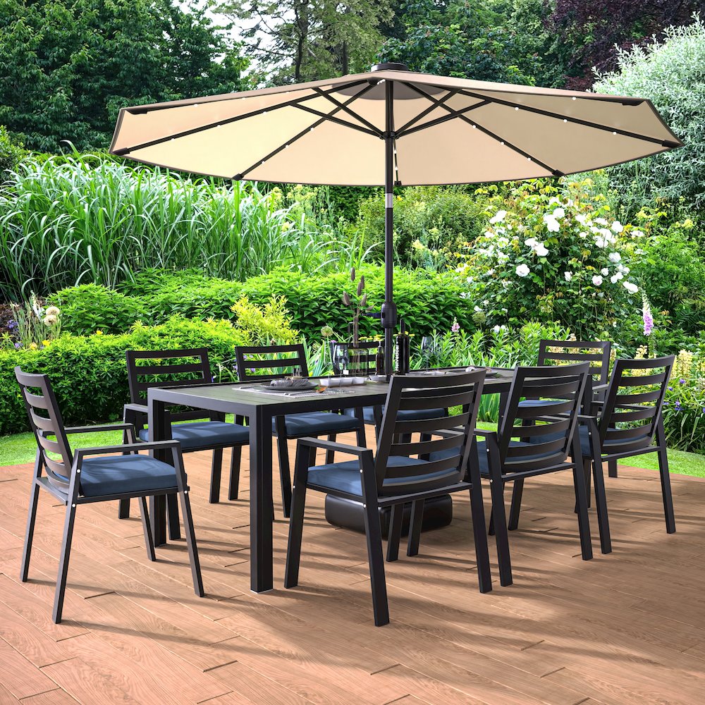 Chelsea Modern Patio Dining Armchair in Aluminum with Removable Cushions. Picture 28