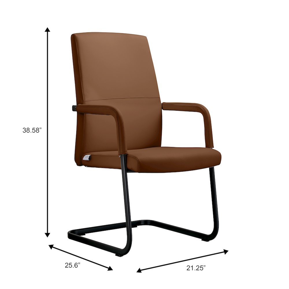 Evander Office Guest Chair in Dark Brown Leather. Picture 15