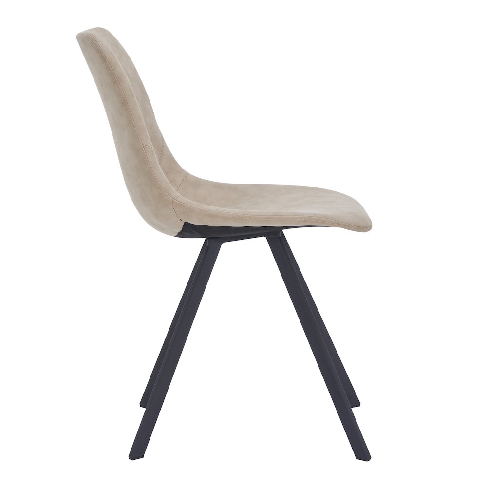 Markly Modern Leather Dining Chair With Metal Legs in Taupe Set of 4. Picture 8
