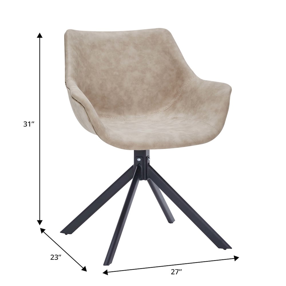 Markley Modern Leather Dining Swival Arm Chair in Taupe. Picture 1