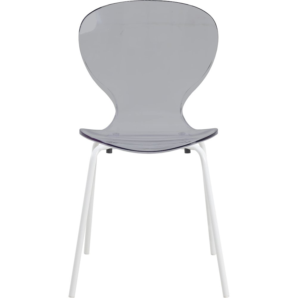 Modern Oyster Transparent Side Chair in White Base Set of 2. Picture 6