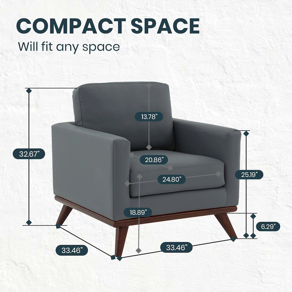 Chester Modern Leather Accent Arm Chair With Birch Wood Base. Picture 6