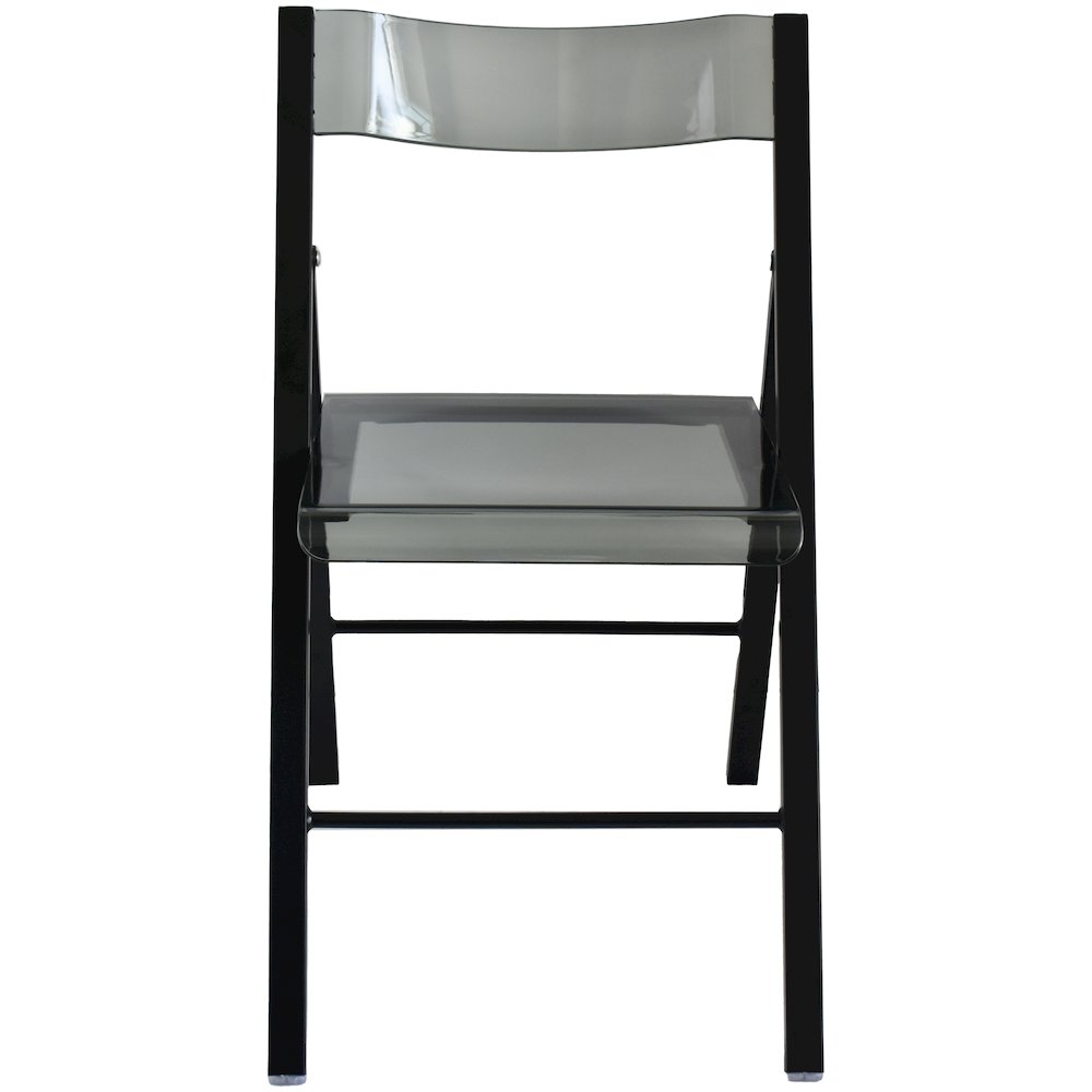 Menno Modern Acrylic Folding Chair Black Frame With Trans Black Seat Set of 2. Picture 6