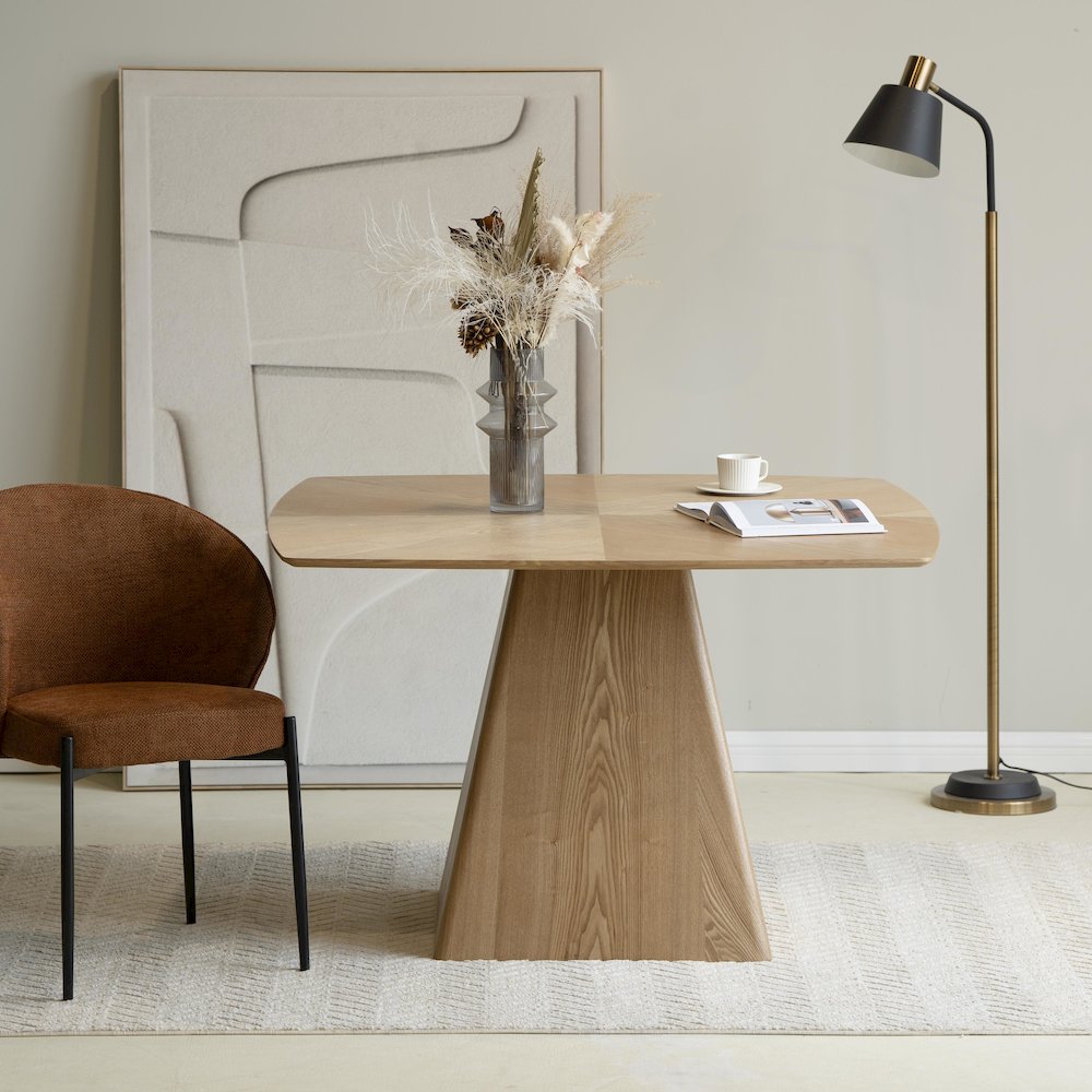 Zephry Collection Modern Dining Wooden Square Dining Table in Natural Wood. Picture 4
